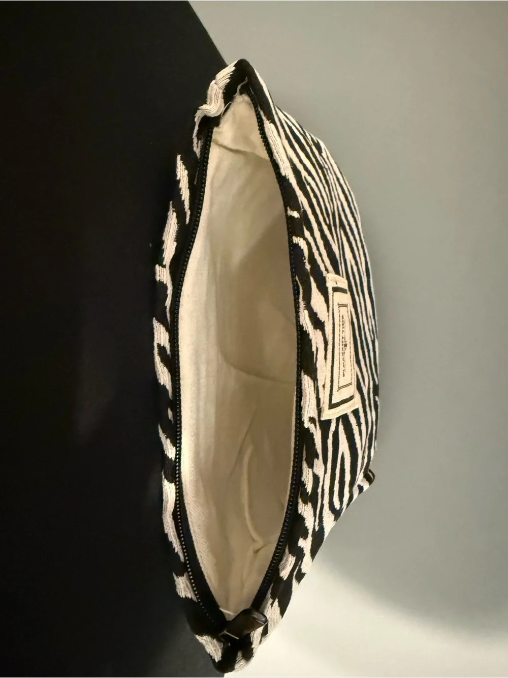 Zebra Print Pouch with 'Pleasant Time' Patch